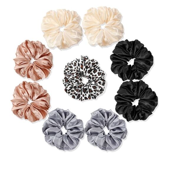 Color plus Leopard Silky Hair Scrunchies - Picture 1 of 4
